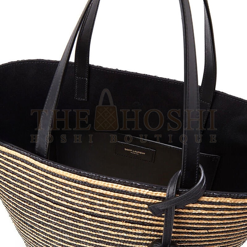 Y51 Sa1nt Lau*nt STRIPED TOTE IN RAFFIA AND LEATHER 600308 (30*28*15cm) Master Quality